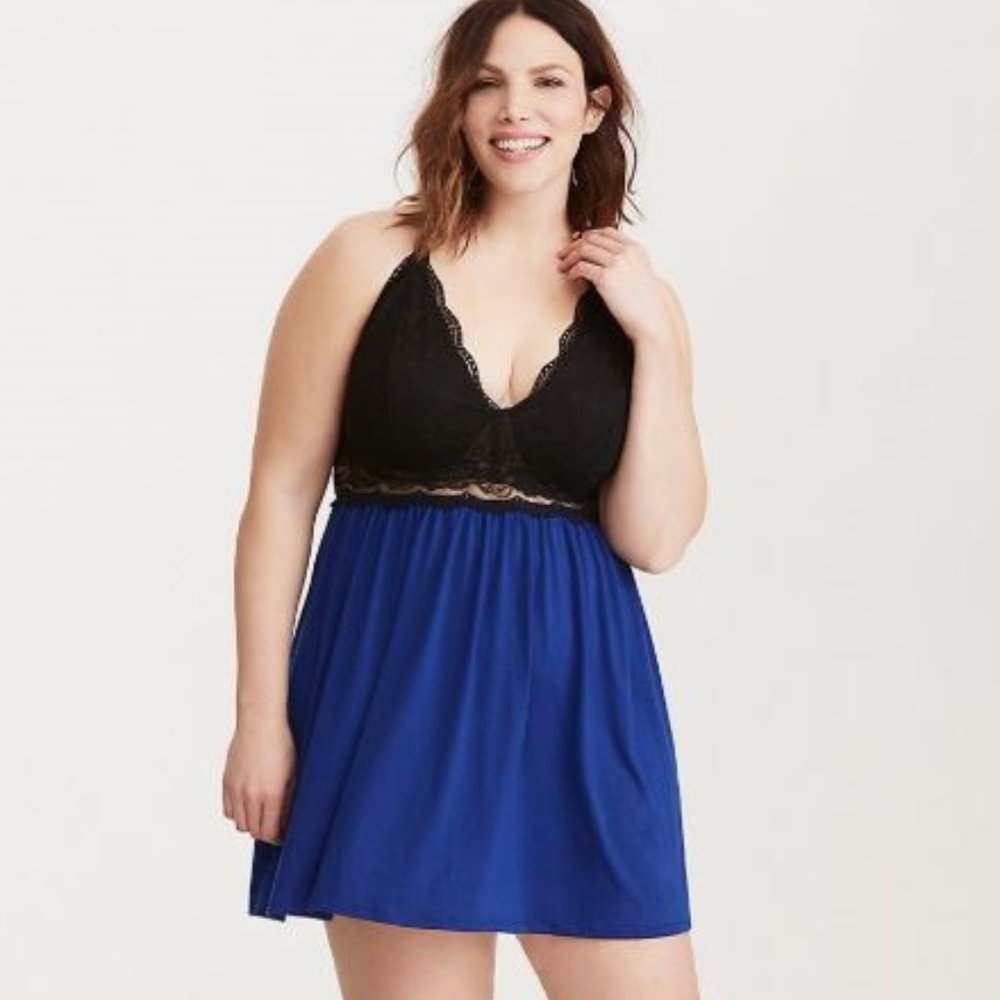 Torrid 28W Babydoll Chemise Lace RacerBack Lingeri